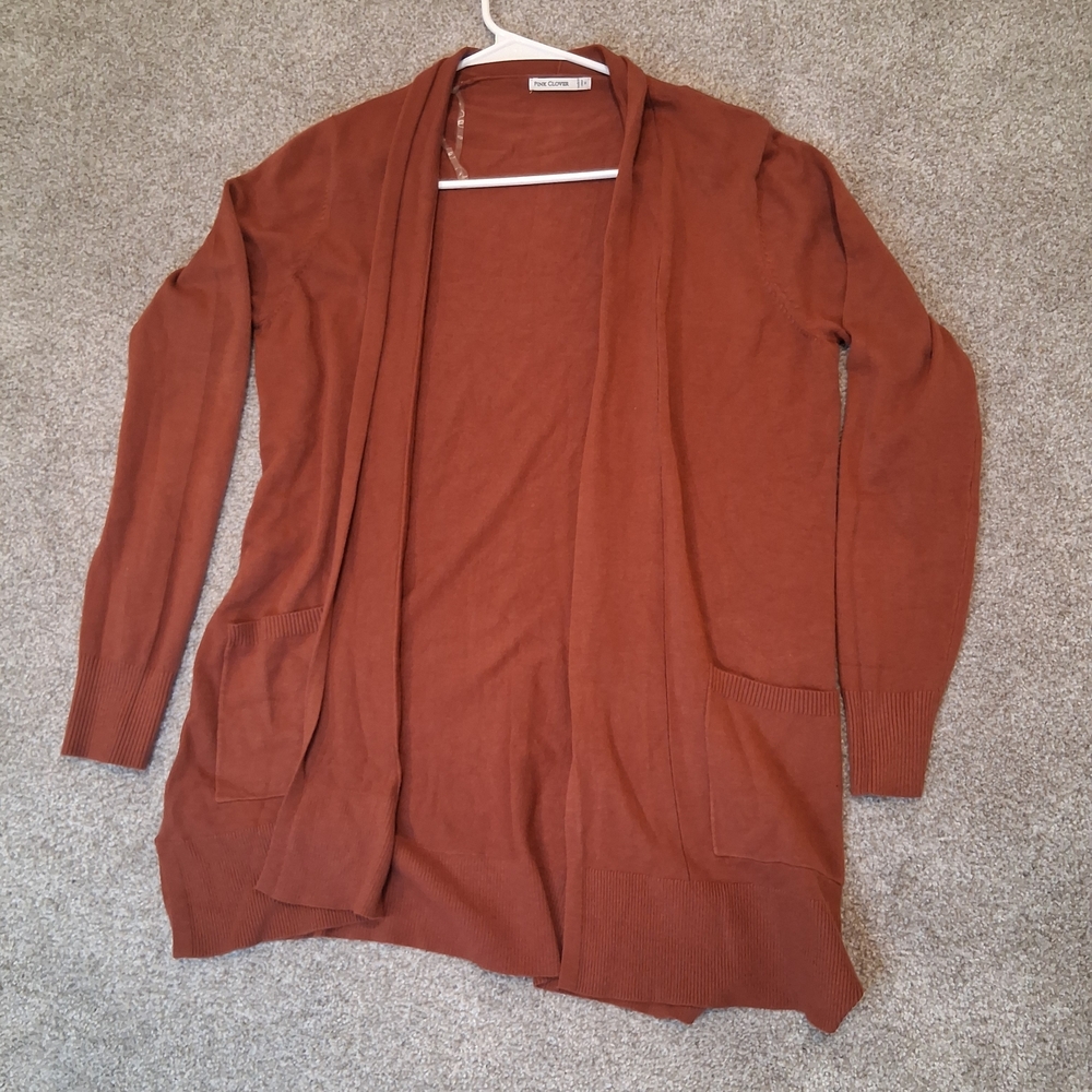 Women's Rust Open Front Cardigan Sweater